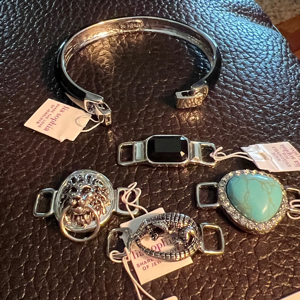 3/$18 Lia Sophia Silver and Black Bracelet with Charms Lot 2164 - Picture 10 of 11